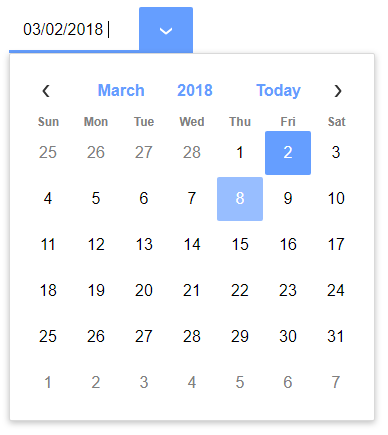 A text box with a Date Picker